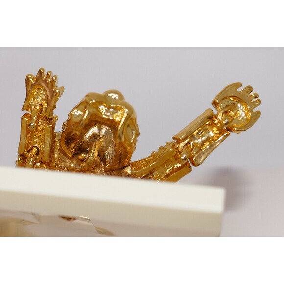 Rucinni Gold Tone Crystal Rhinestones Articulated Cat Tiger 7.5" Brooch Pin - Picture 7 of 10